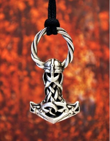 Helmeted Thors Hammer Pendant