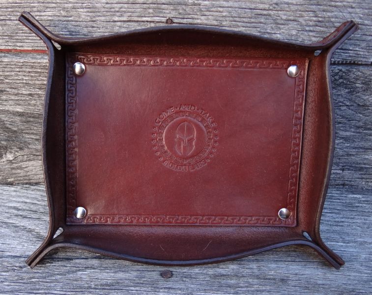 Leather Molon Labe Valet Tray